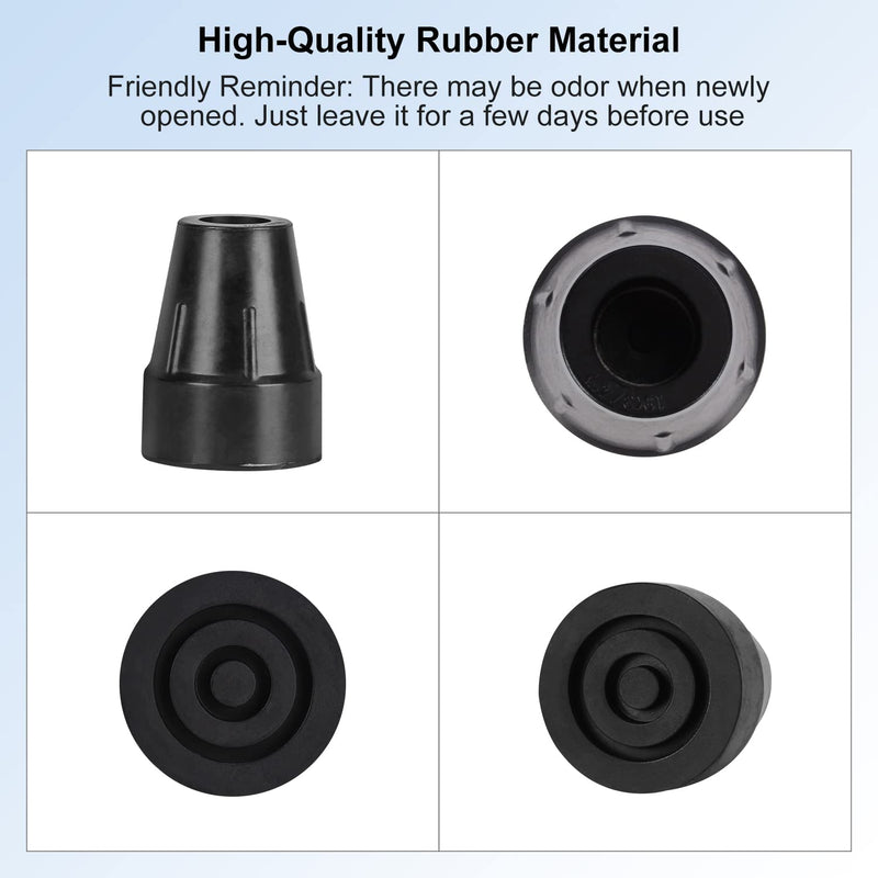 supregear Cane Tips, 2-Pack 19 mm Heavy Duty Rubber Replacement Cane Tip, Non-Slip Extra Widen Base for Walking Cane Crutch Folding Cane Accessory, Black Black (Pack of 2) - NewNest Australia