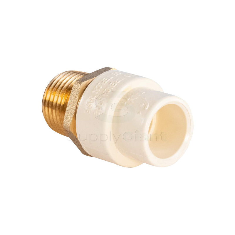 Supply Giant CSDQN056 Male x PVC Adapter Transition Pipe Fitting Durable Over Molded One-Piece Design 3/4 in. Lead Free Brass - NewNest Australia