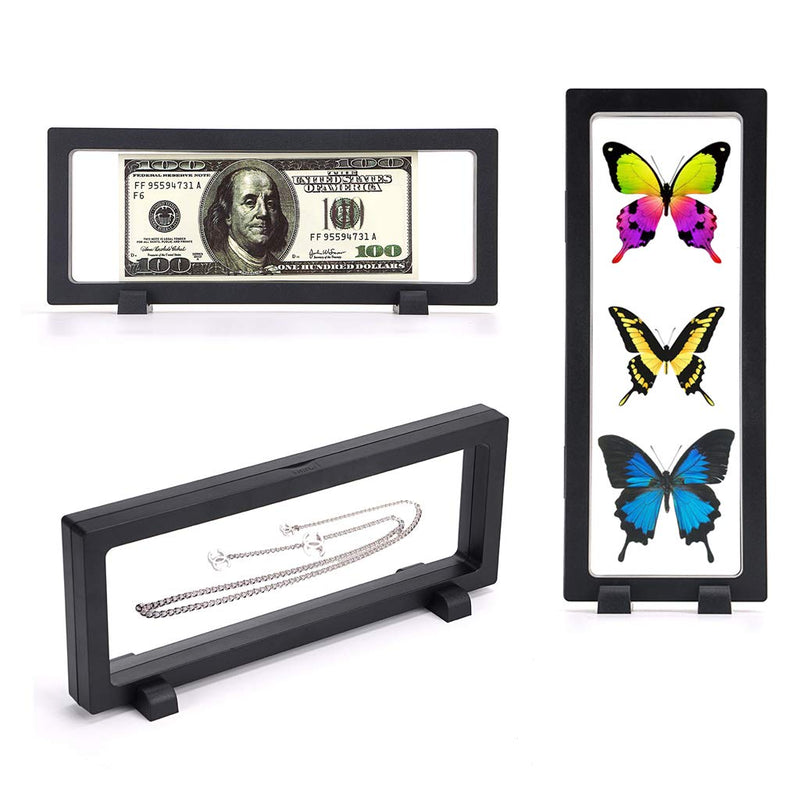 NewNest Australia - Skelang 3 Pcs 3D Floating Display Case, Black Display Stand Holder 9"×3.54"×0.75"(L×W×H Suspension Frame for AA Medallion, Antique Challenge Coins, Chip, Jewelry, Pin 