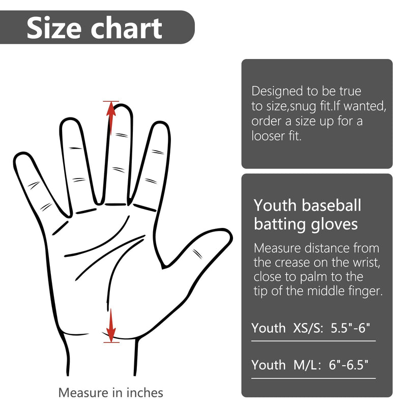 RSPGO Youth Baseball & Softball Batting Gloves for Kids with Super Grip Fit Classic Black Youth M/L(6in-6.5in) - NewNest Australia