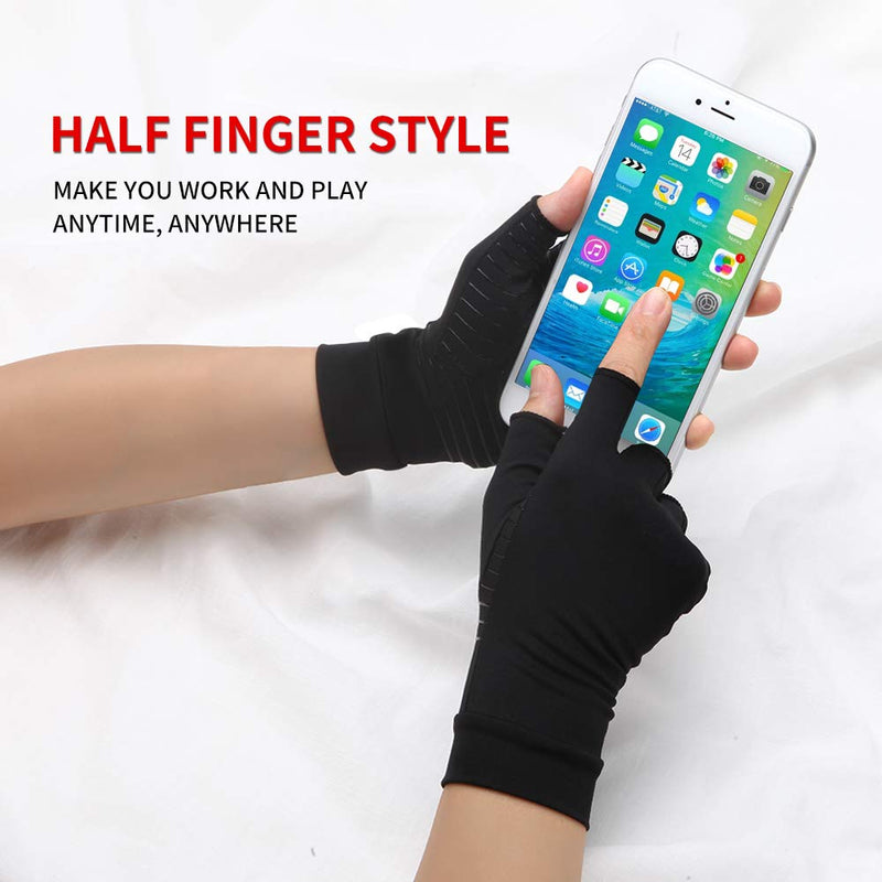 Copper Compression Arthritis Gloves, Best Copper Infused Glove for Women and Men, Fingerless Arthritis Gloves, Pain Relief and Healing for Arthritis, Carpal Tunnel, 1 Pair (M, Black) M - NewNest Australia