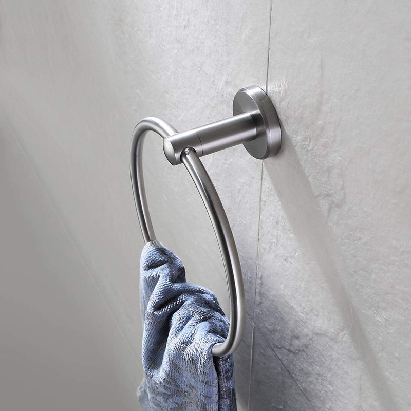 JQK Towel Ring, 304 Stainless Steel Hand Towel Holder for Bathroom, Brushed Finished Wall Mount, TR130-BN - NewNest Australia