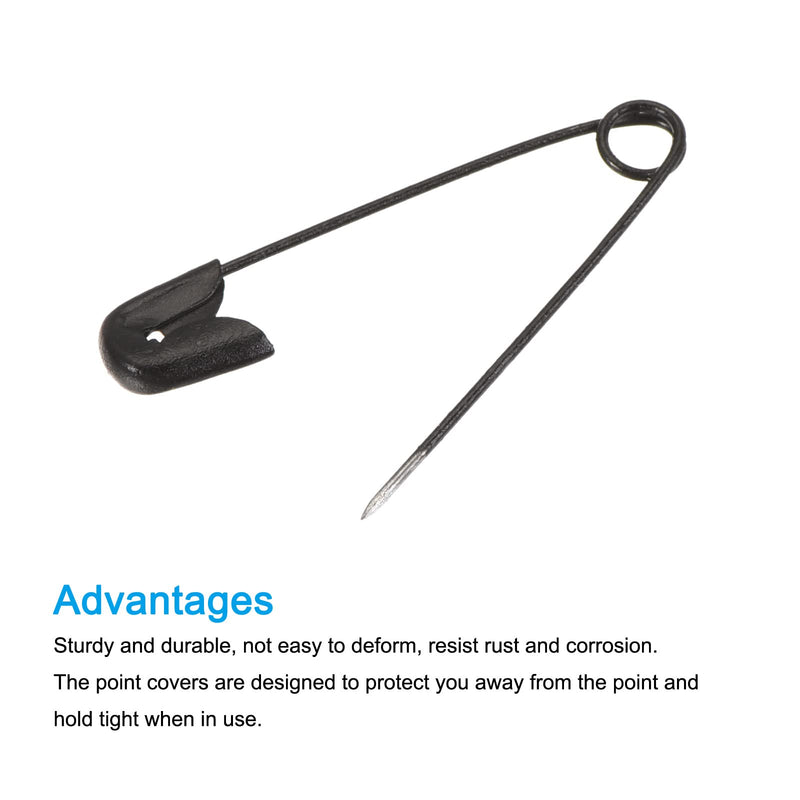 MECCANIXITY Safety Pins 1.42 Inch Metal Sewing Pins with Box for Office Home Black 192 Count - NewNest Australia