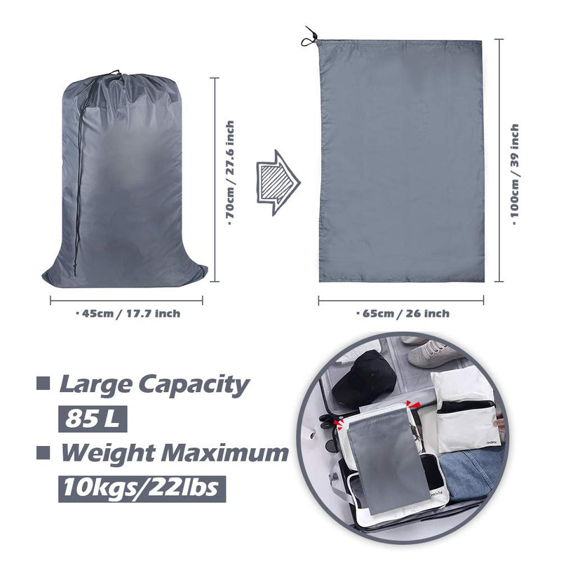 NewNest Australia - UniLiGis Washable Travel Laundry Bag with Drawstring (3 Pack), Large Dirty Clothes Bag Fit a Laundry Basket or Clothes Hamper, Enough to Hold 4 Loads of Laundry,26x39 inches Grey Grey 3 