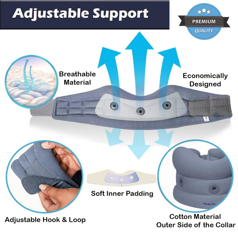 Wonder Care Cervical Collar for Neck Pain Soft Neck Support Brace for Spondylitis Neck Pain Relief for Men & Women Grey(Medium: 3.5"-4") M(3.5"-4") - NewNest Australia