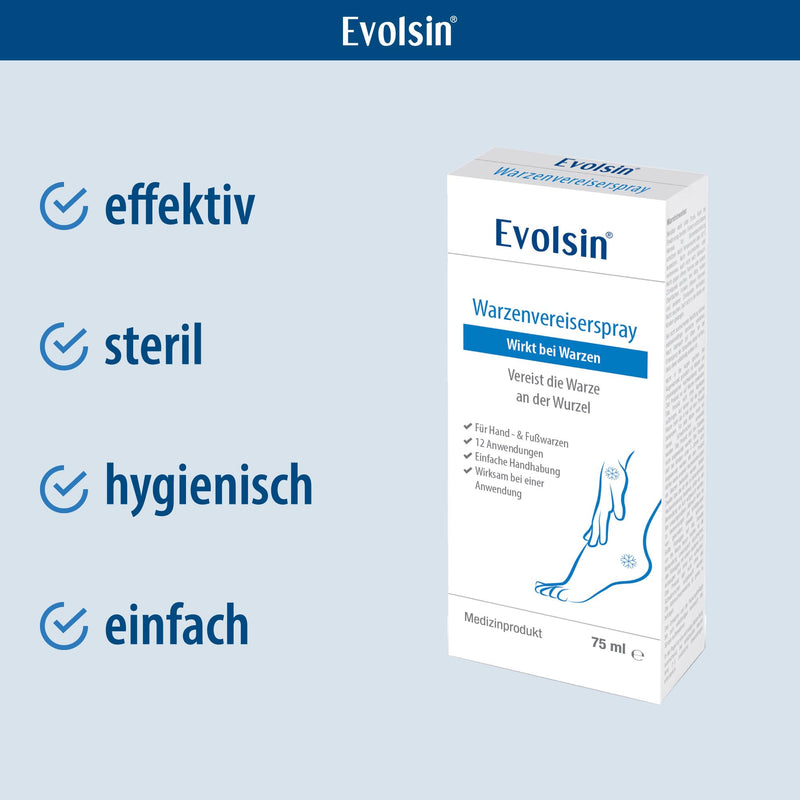 Evolsin® wart icing spray for common warts and plantar warts I wart icing hygienic & safe I clinically confirmed effect I wart remedy + 12 applicators - NewNest Australia