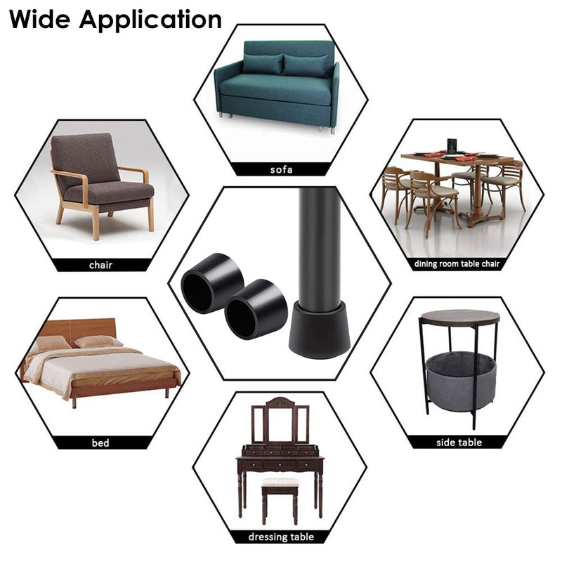 Sopito Chair Leg Tips Caps 1 Inch Rubber Table Chair Leg Caps,16 PCS, Black - NewNest Australia