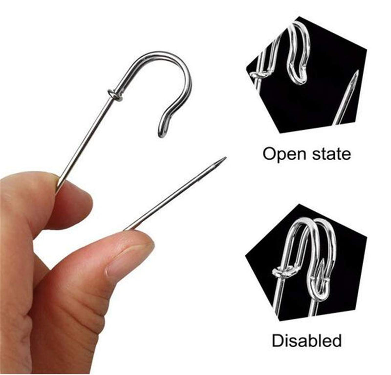 ReachTop Pack of 30 Large Safety Pins, 2.76" Heavy Duty Blanket Pins Bulk Steel Spring Lock Pins Fasteners for Blankets Crafts Skirts Kilts Brooch Making - NewNest Australia