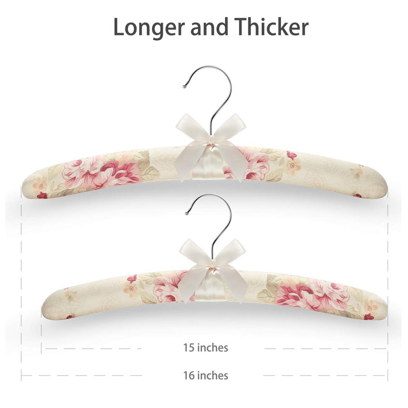 NewNest Australia - GLCON 16 inches Satin Padded Hangers for Sweaters - Thick Padded Clothes Hangers for Women Clothing - Foam Fabric Coat Hangers No Bump Fancy Canvas Covers for Adult Wedding Bridesmaid (Pack of 5) A:- Floral Hangers X 5 