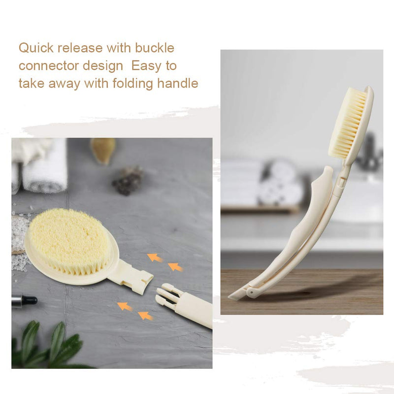 3 in 1 Back Scrubber for Shower, Back Cream Applicator with Long Handled Sponge, Heads Pumice Stone, Loofah Back Scrubbers for Use in Shower, Body Brush for Exfoliating or Dry Skin Brushing One size White - NewNest Australia
