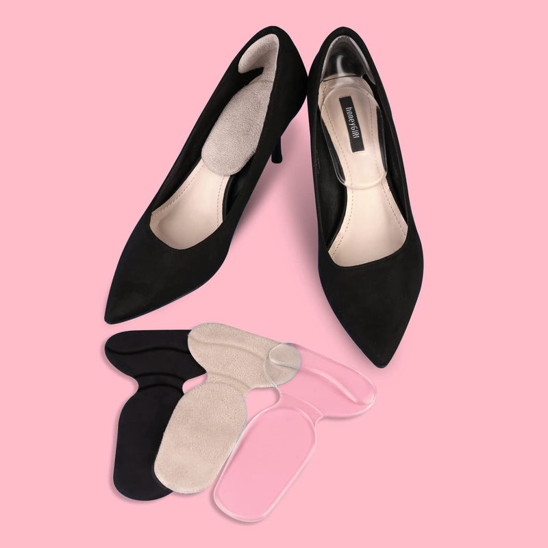 Heel Grips Shoes Too Big,3 Pairs Women Back Heel Protector Gel Shoe Inserts Liners Pads Anti Slip Shoes Too Big High Heel Grips for Shoes Boots (Flannel+Transparent) Flannel+transparent - NewNest Australia