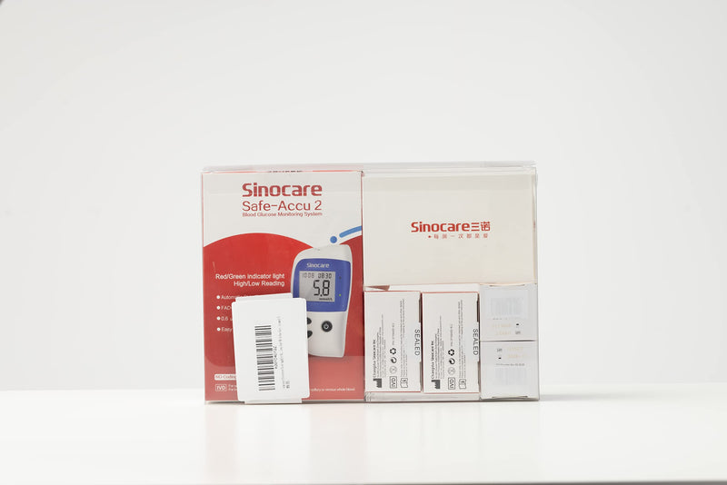 sinocare Diabetes Testing Kit/Blood Sugar Monitor Safe Accu2 /Blood Glucose Monitor with Light Warning, with Strips x 100 & Lancing Devices x 100 & Case for UK Diabetics -in mmol/L safe-accu2 kit-100 - NewNest Australia