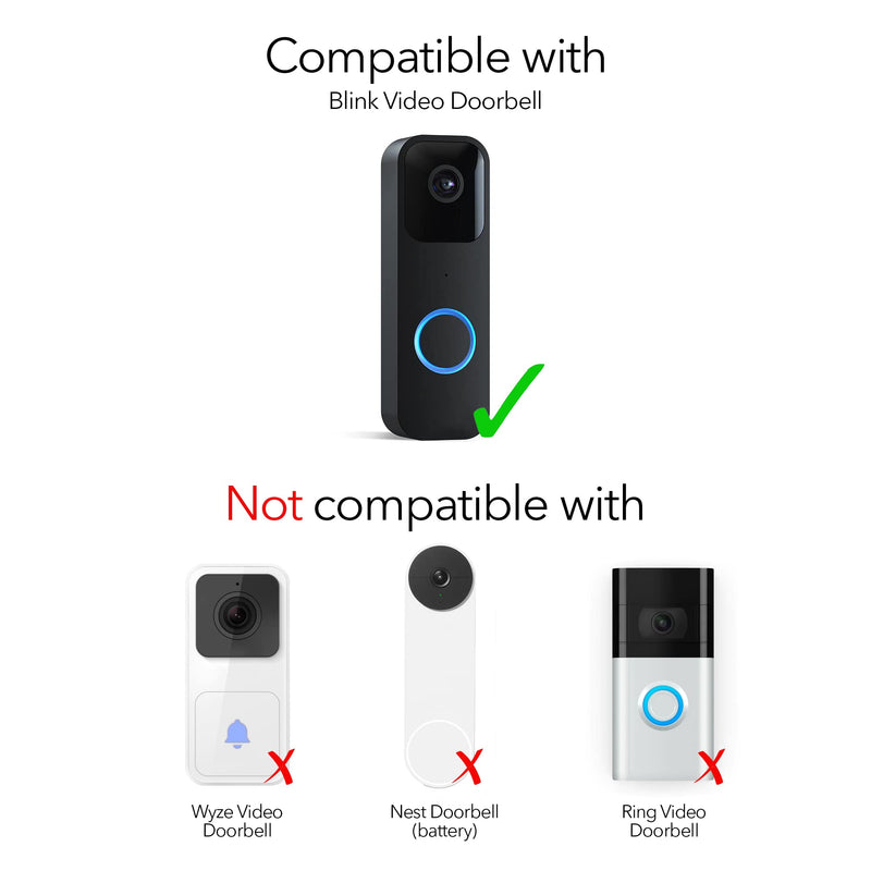Wasserstein No-Drill Mount Compatible with Blink Video Doorbell - Wall Mount/Mounting Bracket for Blink Security Wireless System (Black) - NewNest Australia