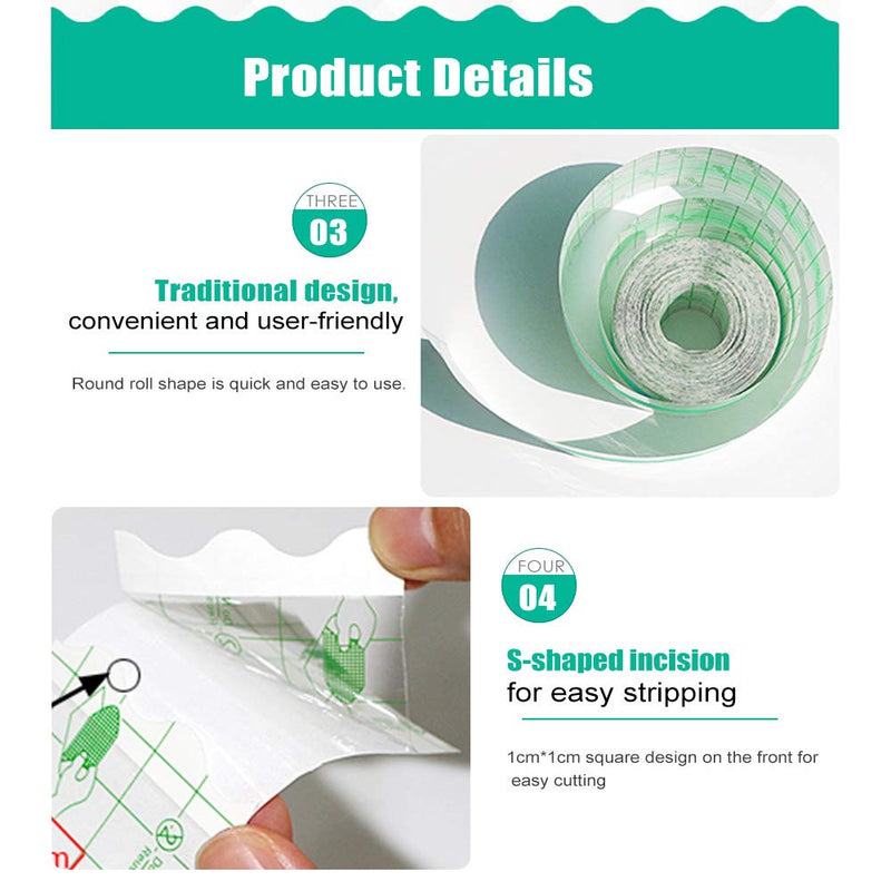 wordmouk Waterproof Transparent Film Roll Adhesive Tape Medical Wound Dressing Fixer Plaster Stretch Fixation Tape Tattoo Aftercare Bandage Anti-Allergic self-Paste (10cmX10m) - NewNest Australia