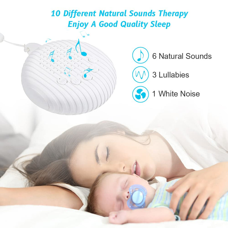 URAQT White Noise Machine, 10 Soothing Nature Sounds Therapy Portable Sleep Sound Machine, Mini Sound Machine for Baby Kids Adults, USB Rechargeable Baby Sleep Machine with 3 Timer Memory Functions - NewNest Australia