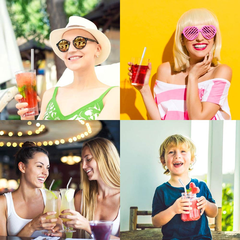Glass Straws Reusable, 25 Pcs Transparent Drinking Straw, 10 Straight Glass Straws and 10 Curved Glass Straws with 5 Cleaning Brushes for Smoothies Milkshake and Cocktail Straws - NewNest Australia