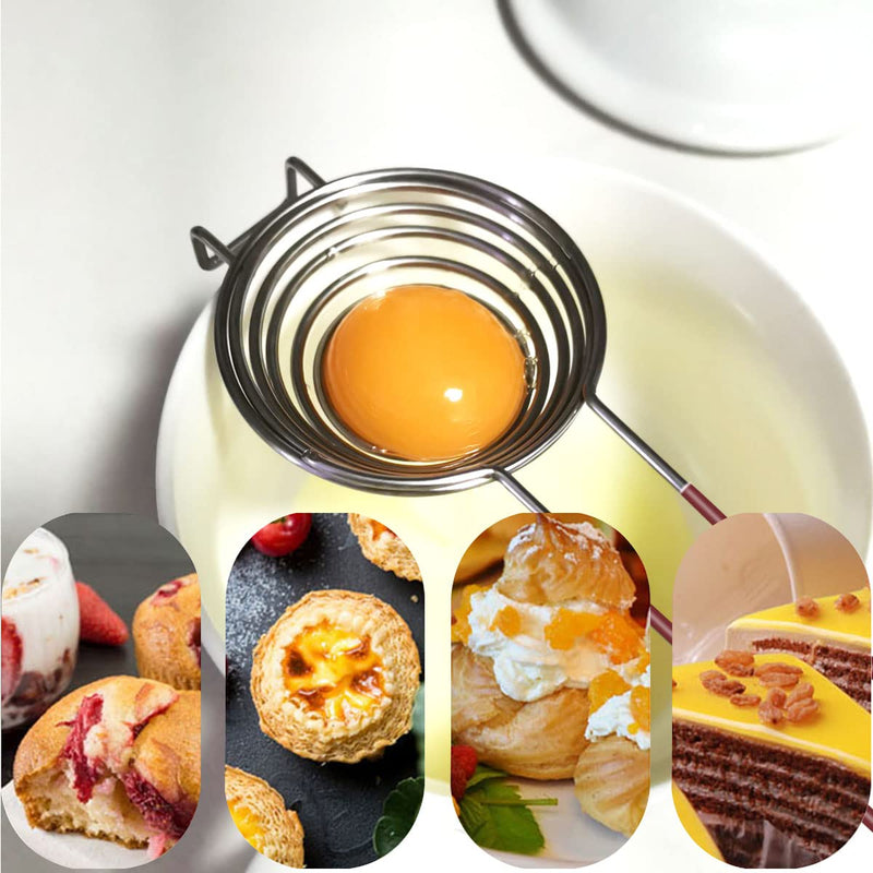 1 Pack Stainless Steel Yolk White Separator Tool Long Handled Egg White Separator, Egg Separator for Baking Cake, Kitchen Gadget (Large) - NewNest Australia