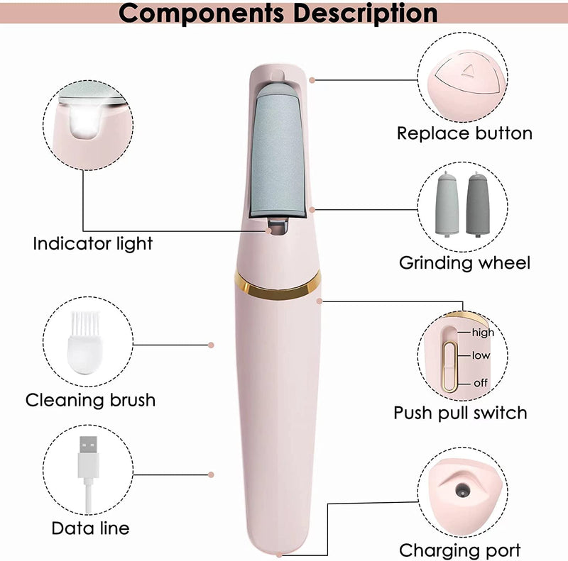 Foot File Jooayou Electric Foot Callus Remover IPX7 Waterproof Foot Scrubber,Rechargeable Hard Skin Remover Foot with 2 Roller Heads,2 Speed,Professional Pedicure Set Kits for feet Cracked Heels - NewNest Australia