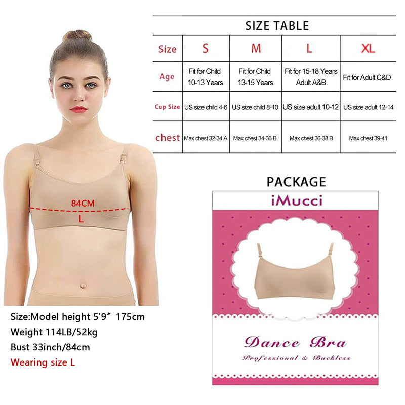 iMucci Professional Beige Clear Back Bra NO Sponge Backless Bra for Ballet Dance Child 15-18years Adulta＆b - NewNest Australia