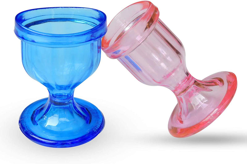 Set 2 Blue and Pink Colored Eye Wash Cups for Effective Eye Cleansing - Eye Shaped Rim, Snug Fit - NewNest Australia