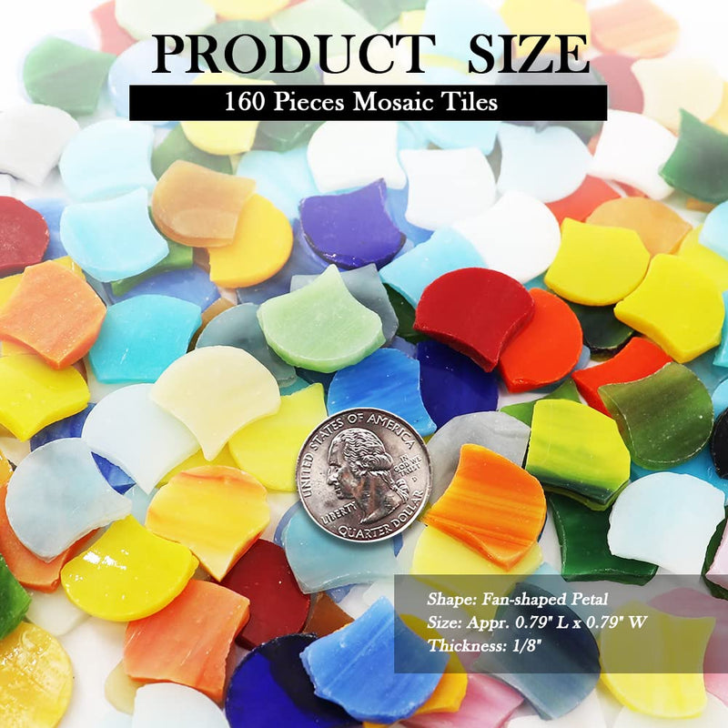 LITMIND 160 Pieces Precut Fan-Shaped Petal Mosaic Tiles, Glass Craft Flower Leaves Stained Glass Supplies, Garden Glass Mosaic Making Supplies for DIY Crafts, Stained Glass Kits - NewNest Australia