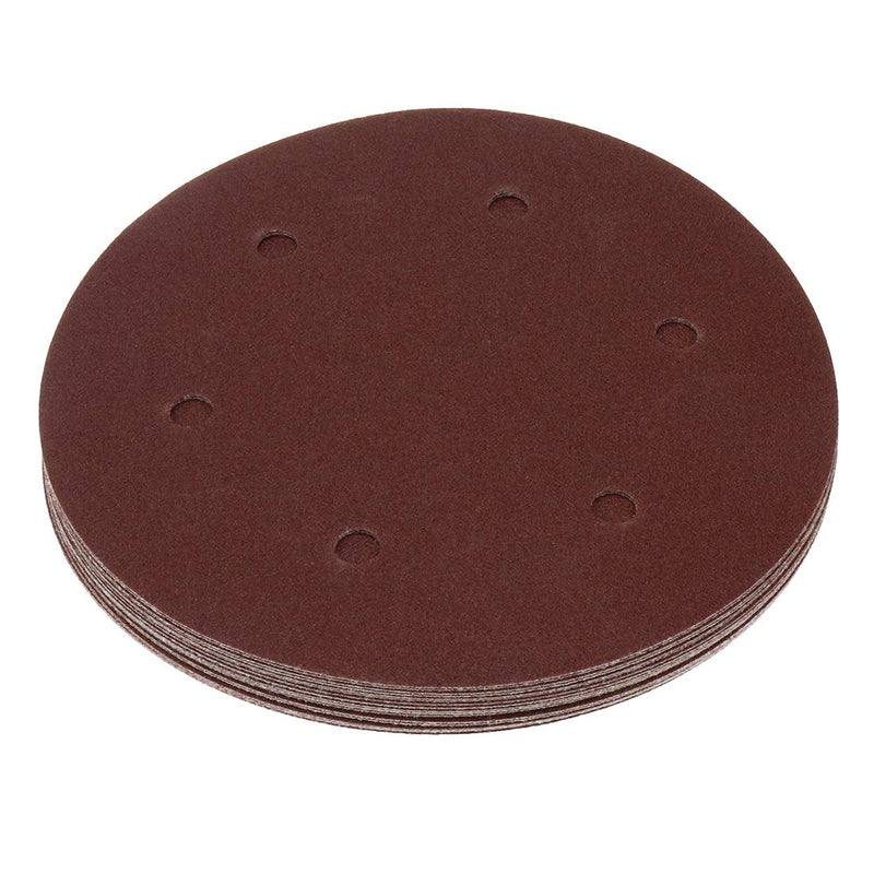 Sydien 20Pcs 9 Inch 6 Holes Sanding Discs 100Grit Dustless Hook and Loop Sandpaper for Random Orbital Sander (Red) 100 Grit - NewNest Australia