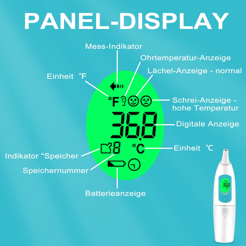 Fever Thermometer Ear For Baby Adults, Ear Thermometer Children Infrared Thermometer Fever With Accurate And Instant Reading, Fever Alarm, 10 Memory Functions, Lcd Display - NewNest Australia