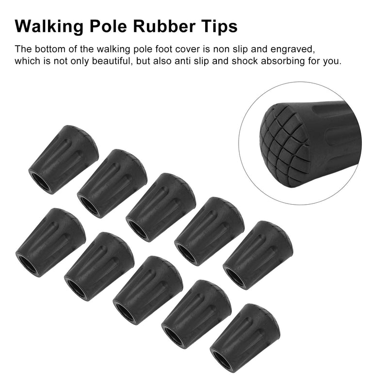 11mm Walking Stick Ferrules, 10pcs Walking Stick Foot Caps, Heavy Duty Hiking Pole Rubber Tips, Round Head Shock Absorbing Trekking Poles Caps Crutch Tips Walking Cane Tips Protectors - NewNest Australia
