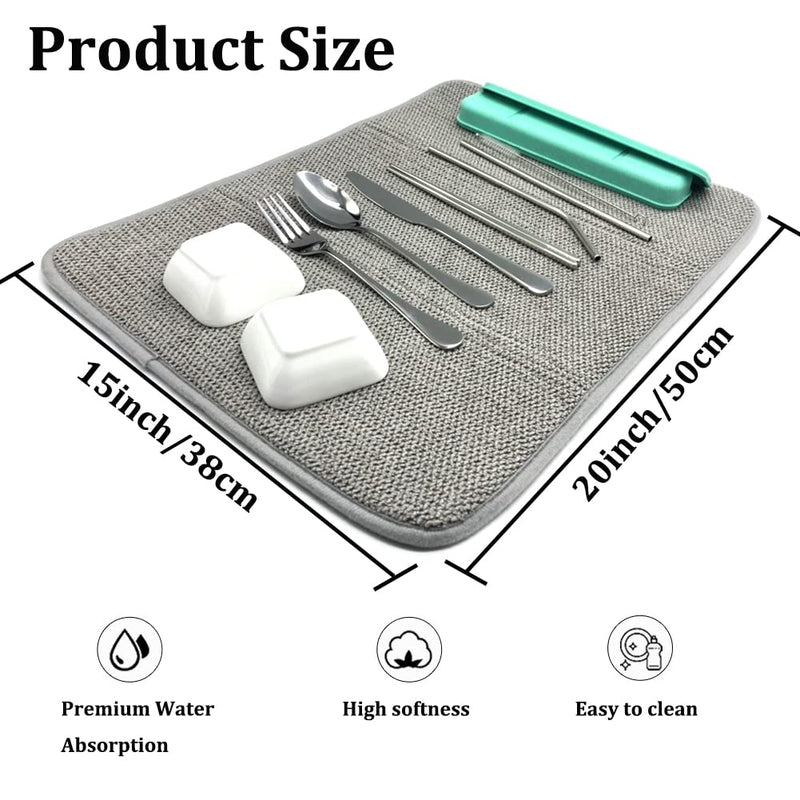 3 Pack Dish Drying Mat,Absorbent Microfiber Dishes Drainer Mats for Kitchen Counter Large Size 19 X 14.5 Inch,Dish Drying Pad(Beige/Grey/Blue) 3 pack Beige/Grey/Blue - NewNest Australia