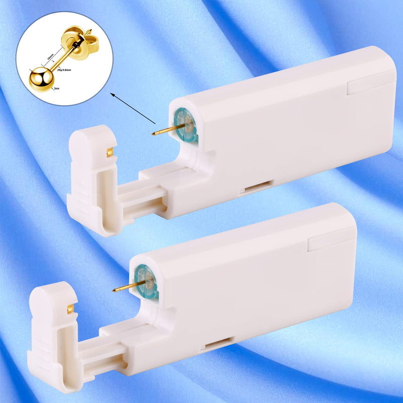2PCS Ear Nail Gun Disposable Aseptic Household Ear Piercing Gun Portable Ear Piercing Gun Group Ear Piercing Tools (New Generation) 3MM Gold - NewNest Australia