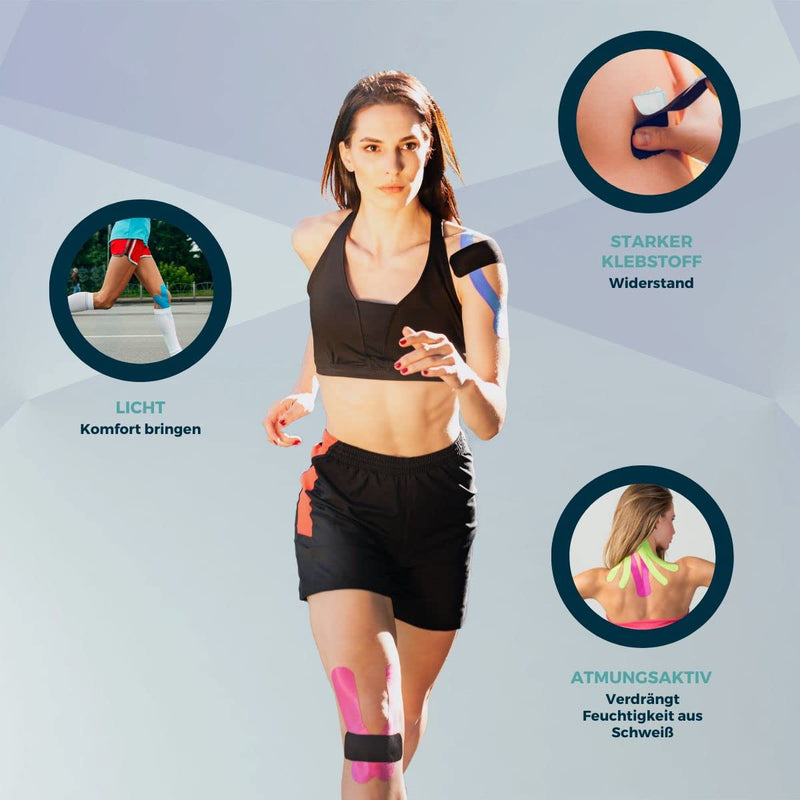Mobiclinic, Kinesiology Tape, Mobitape, Pack Of 2, 5 Cm X 5 M, Kinesiology Therapy, Tape Sports, Muscle Tightening, Hypoallergenic, Breathable, Waterproof, Colorful Kinesiology Tape, Blue And Pink - NewNest Australia