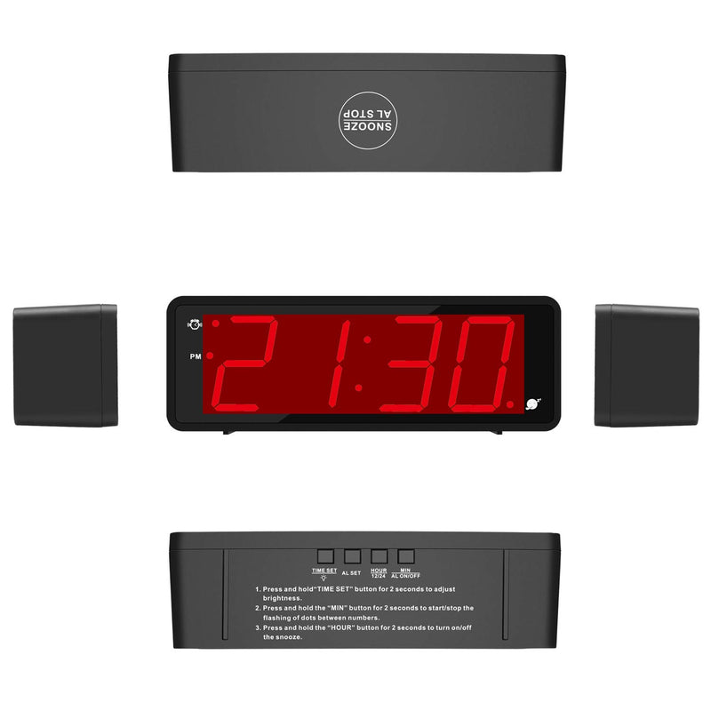 NewNest Australia - KWANWA Digital Alarm Clock Large Display with 1.8" LED Numbers, Battery Operated Only, 12/24H Time Display, Snooze and Loud Alarm 