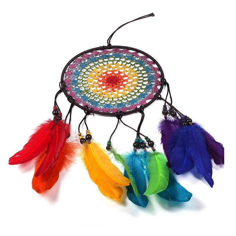 NewNest Australia - Guojanfon Dream Catchers, Rainbow Feather Decor Wall Decor for Kids Boys Girls Bedroom - 7.8" Dia - 23.6" Length (No. 03) No. 03 