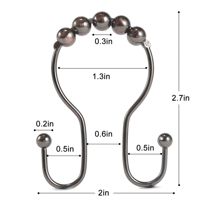 Goowin Shower Curtain Hooks, 12 Pcs Shower Curtain Rings, Stainless Steel Roller Rust-Resistant Balance Sliding Anti-Drop Double Shower Hooks for Curtain Bathroom Shower Curtains (Bronze) Bronze - NewNest Australia