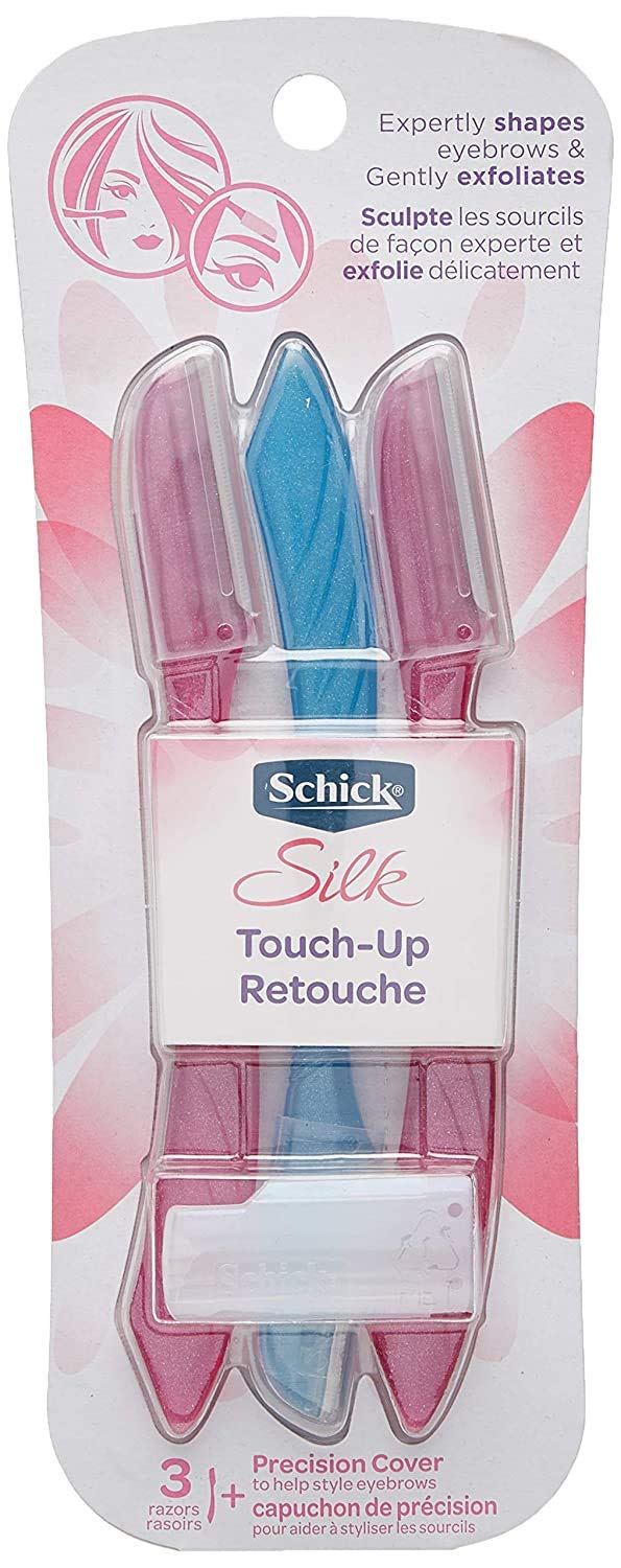 Schick Hydro Silk Touch-Up Multipurpose Exfoliating Dermaplaning Tool, Eyebrow Razor, and Facial Razor with Precision Cover, 3 Count (Packaging May Vary) - NewNest Australia