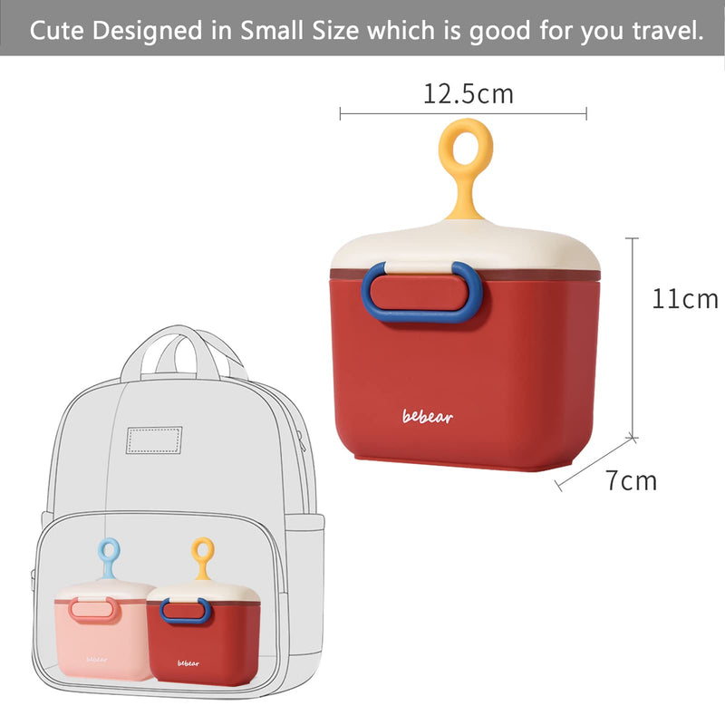 Bebamour Formula Dispenser 450ML Baby Milk Powder Dispenser Airtight Portable Milk Powder Container Candy Food Container with Scoop and Leveler, BPA Free, Light Pink - NewNest Australia