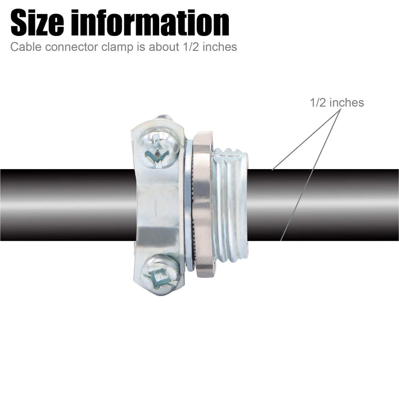 Fuzbaxy 12pcs 1/2Inch Clamp Type Cable Connectors for Metallic Conduit Protect Cables Silver-Zinc 1/2 Inch - NewNest Australia