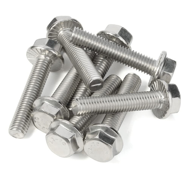 M5-0.8 x 12mm Flanged Hex Head Bolts Flange Hexagon Screws, Stainless Steel 18-8 (304), Plain Finish, 40 PCS M5 x 12mm (40 PCS) - NewNest Australia