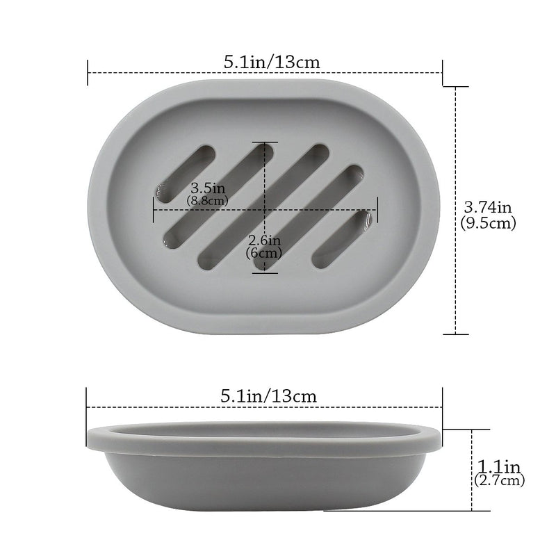 TOPSKY 2-Pack Soap Dish with Drain, Soap Holder, Soap Saver, Easy Cleaning, Dry, Stop Mushy Soap (Grey) Grey - NewNest Australia