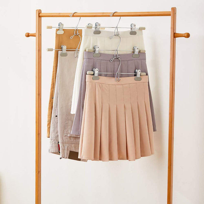 NewNest Australia - Curious Fish Trouser Hangers Skirt Hangers with Adjustment Metal Grip Clips Pant Hangers (Hook Design, Gray 4PCS) Hook Design 