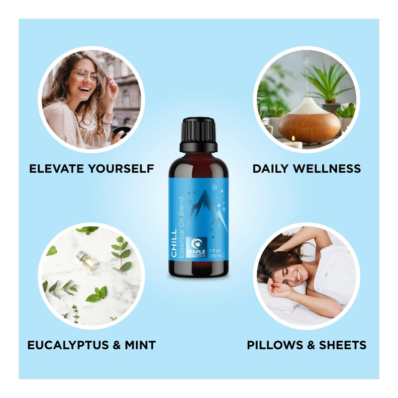 Mint Essential Oil Blend for Diffuser - Refreshing Mint Oil Diffuser Essential Oils with Cooling Peppermint Spearmint Bergamot and Eucalyptus Oils - Pure Aromatherapy Oils for Diffuser Mint Blend Chill - Mint - NewNest Australia