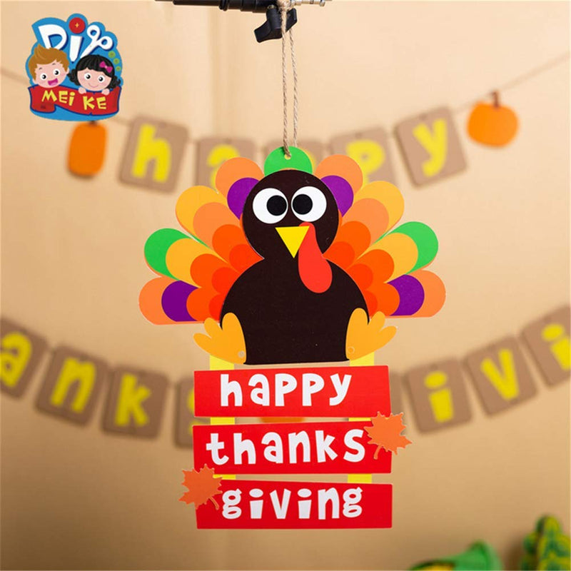 Turkey Craft Kits Thanksgiving & Autumn |Thankful Turkey Making Kit |DIY Festive Fall Thanksgiving Party Game |Door Hanging Ornament Decoration Supplies for Kids and Adults (5 Set Hanging) 5 SET Hanging - NewNest Australia