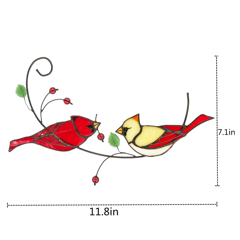 Goukurlsma Cardinal Stained Glass Birds Window Hanging Red Cardinal Gifts Birds Decor Cardinal Suncatcher Window Ornaments - NewNest Australia