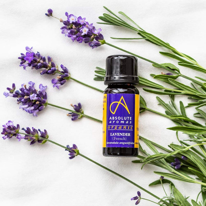 Absolute Aromas Organic Lavender Essential Oil 10ml - 100% Pure, Natural, Vegan, Undiluted and Cruelty-Free - for use in Diffusers, Oil Burners and Aromatherapy Blends 10 ml (Pack of 1) - NewNest Australia