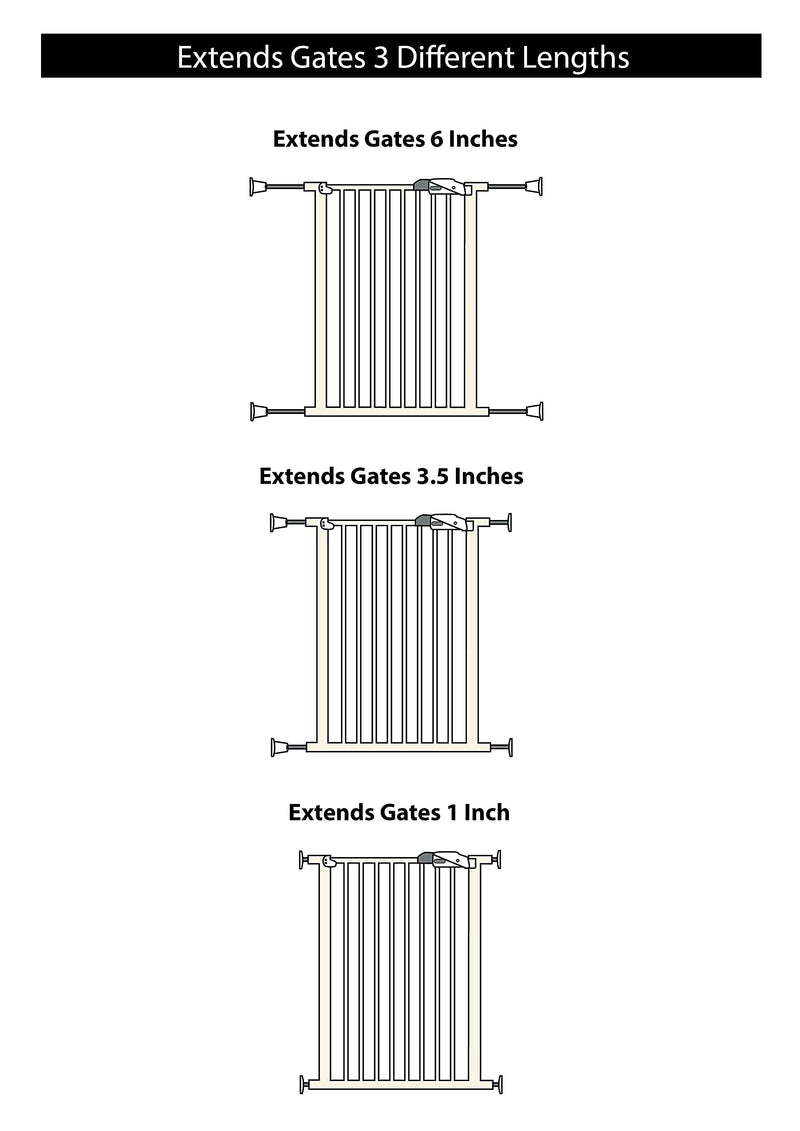 Wall Nanny Extender - 6 Inch Baby Gate Extension Kit (Made in USA) Extends Pressure Gates + Protects Walls + Stabilizes Gate - for Child, Pet & Dog Gates - Works on Stairs - Protector (4 Pack) Black - NewNest Australia