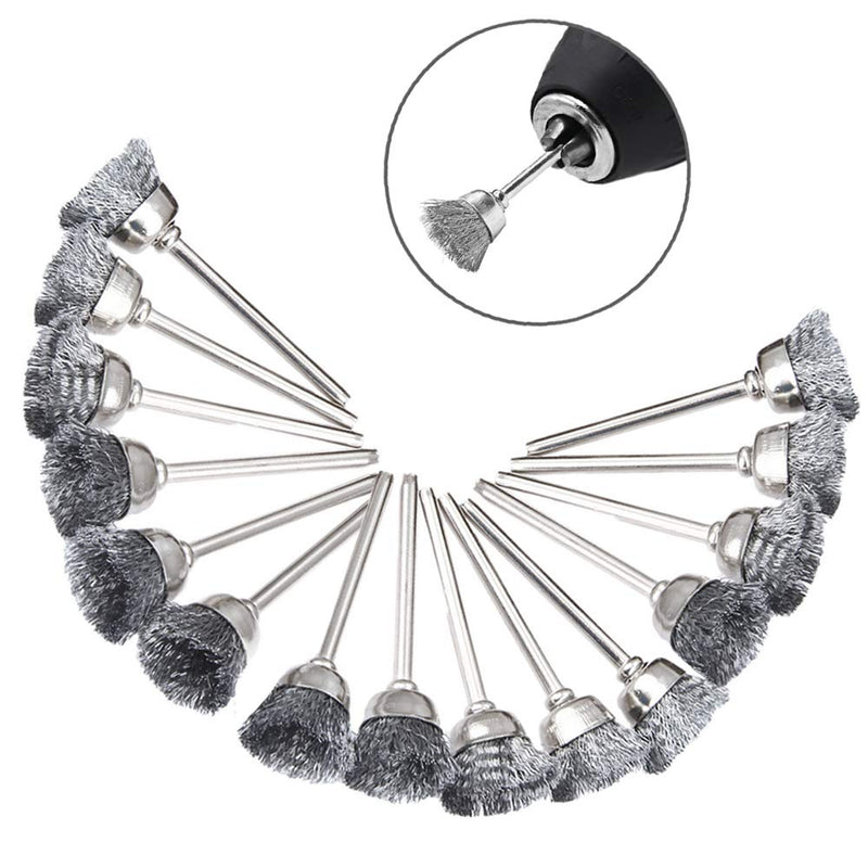 Mesee 45Pcs Silver Steel Wire Brush Set 1/8" Shank Wheel Cup Pen Polishing Brushes Kit for Rotary Tool Buffing Cleaning Grinding Accessories - NewNest Australia