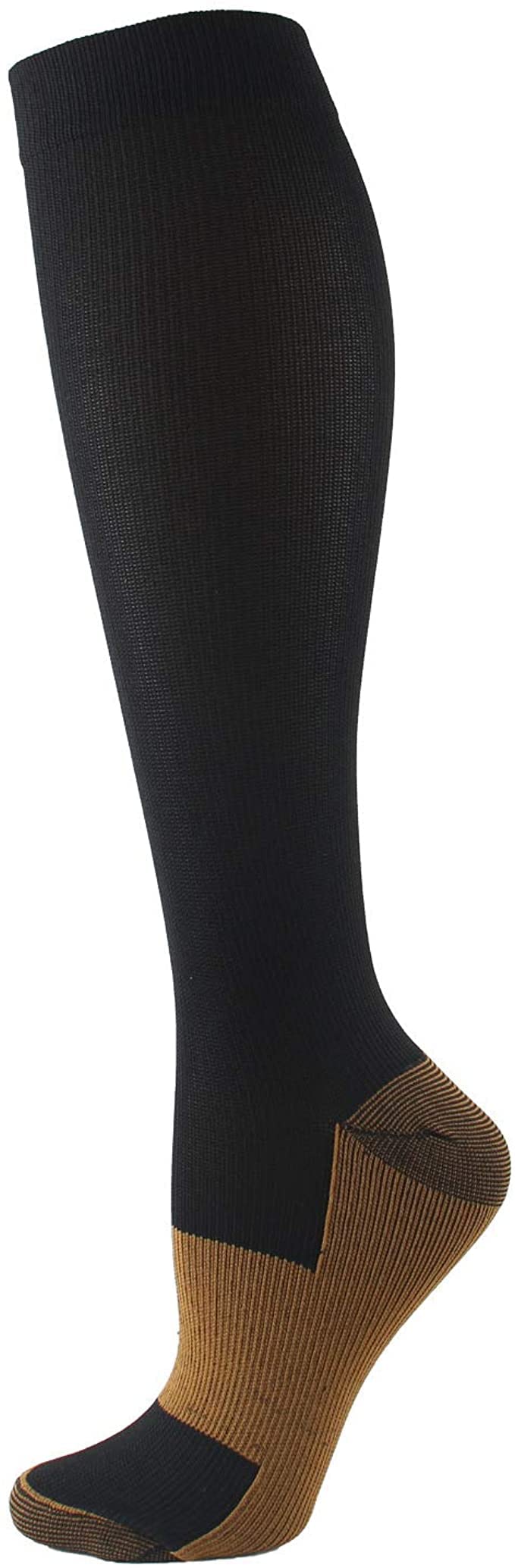 4 Pairs Copper Compression Socks for Men & Women 15-20 mmHg Medical Graduated Compression Stockings for Sports Running Plantar Fasciitis Nurses Shin Splints Diabetic S-M Black - 4pairs - NewNest Australia