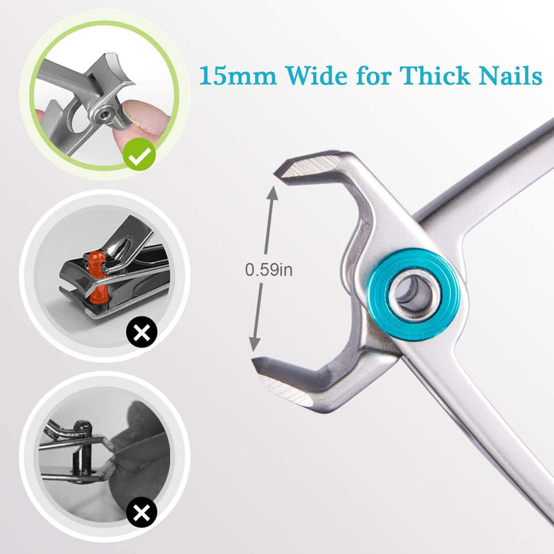 Nail Clippers, DRMODE Nail Clippers for Thick Nails with 15mm Wide Jaw Opening, Toenail Clippers Heavy Duty Professional Nail Cutter Large Strong Fingernail Clippers Sharp Curved Nail Trimmer for Men middle - NewNest Australia