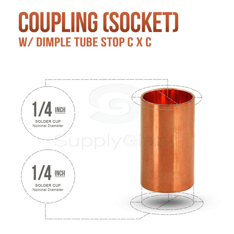 Supply Giant DDDQ0100-5 Straight Copper Coupling Fittings With Sweat Ends And Dimple Tube, 1 Inch - NewNest Australia