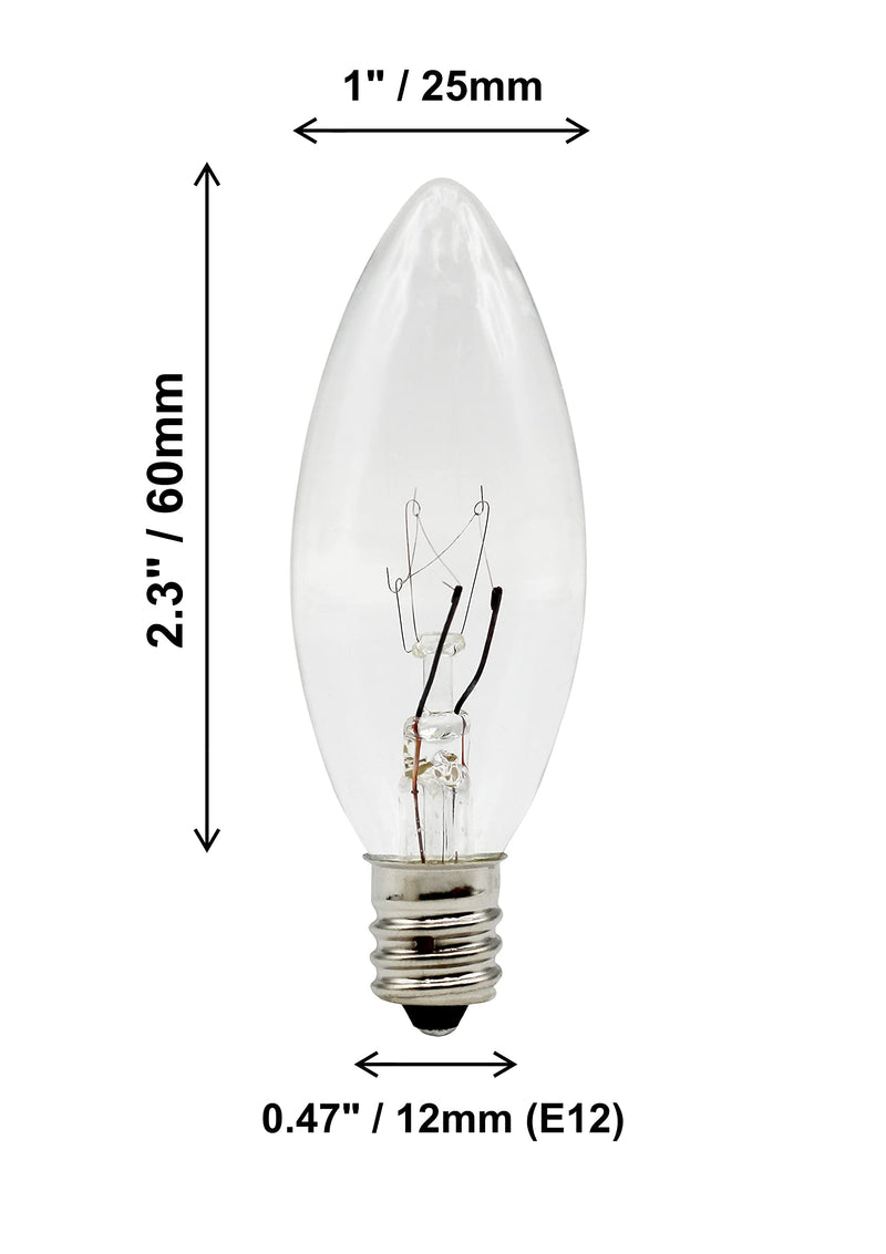 Creative Hobbies® Replacement Light Bulbs for Electric Candle Lamps, Window Candles, & Chandeliers - 7 Watt Candelabra (E12), Clear, Steady Burning, 120v 7w Bulb - Pack of 12 - NewNest Australia